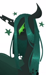 Size: 1270x2048 | Tagged: safe, artist:meowingpony, derpibooru import, queen chrysalis, changeling, changeling queen, g4, bust, profile, simple background, solo, stars, white background