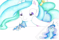 Size: 2264x1546 | Tagged: safe, artist:bluemagic, derpibooru import, princess celestia, princess luna, alicorn, pony, g4, ethereal mane, ethereal tail, horn, simple background, tail, tiny, tiny alicorn, tiny ponies, wings