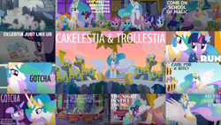 Size: 1280x720 | Tagged: safe, derpibooru import, edit, edited screencap, editor:quoterific, screencap, blue october, blueberry muffin, citrine spark, clever musings, cloudburst, cranky doodle donkey, daisy, derpy hooves, dj pon-3, fire flicker, flower wishes, fluttershy, gallus, mjölna, oakey doke, pinkie pie, princess celestia, rainbow dash, rarity, sandbar, silver spanner, spike, starlight glimmer, twilight sparkle, twilight sparkle (alicorn), unicorn twilight, vinyl scratch, alicorn, dragon, earth pony, pegasus, pony, unicorn, a bird in the hoof, celestial advice, g4, horse play, make new friends but keep discord, mmmystery on the friendship express, no second prances, ponyville confidential, season 1, season 2, season 5, season 6, season 7, season 8, the best night ever, the cutie mark chronicles, cake, cakelestia, clothes, dress, eiffel, female, food, friendship student, fuchsia fizz, gala dress, gotcha, lavenderhoof, mare, my little pony: friendship is magic, royal guard, welch