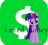 Size: 204x192 | Tagged: safe, derpibooru import, twilight sparkle, unicorn twilight, pony, unicorn, g4, 1000 hours in ms paint, cashapp, dollar sign, female, horn, mare, meme, text