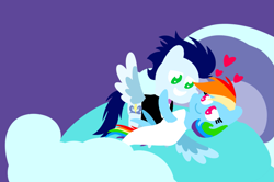 Size: 1935x1285 | Tagged: safe, anonymous artist, derpibooru exclusive, derpibooru import, rainbow dash, soarin', pegasus, pony, series:soarindash romantic tales, series:soarindash wedding, g4, bed, bride, clothes, cute, dashabetes, dress, female, groom, heartwarming, looking at each other, looking at someone, lying down, male, mare, marriage, married couple, pointy ponies, primal, rainbow dash is best pony, romantic, shipping, smiling, smiling at each other, soarinbetes, soarindash, stallion, straight, sweet dreams fuel, tuxedo, wedding dress, wedding night