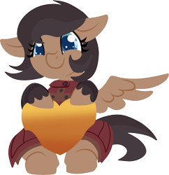 Size: 1946x2010 | Tagged: artist needed, safe, derpibooru import, oc, oc only, oc:quillwright, pegasus, fallout equestria, fallout equestria: of shadows, clothes, female, missing wing, pegasus oc, robes, scribe, simple background, sitting, smiling, solo, steel ranger, transparent background, wing out