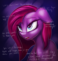 Size: 2378x2522 | Tagged: safe, artist:elzzombie, derpibooru import, pinkie pie, earth pony, pony, g4, depression, feels, female, mare, pinkamena diane pie, solo