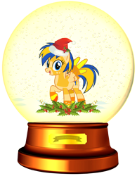 Size: 1700x2177 | Tagged: safe, artist:lizzmcclin, derpibooru import, oc, oc only, oc:flare spark, christmas, hat, holiday, santa hat, simple background, snow globe, solo, transparent background, vector