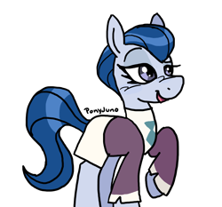 Size: 1148x1071 | Tagged: safe, artist:ponyjuno, derpibooru import, ever essence, earth pony, pony, g4, clothes, female, mare, raised hoof, raised leg, simple background, solo, white background