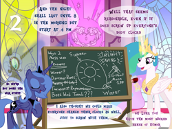 Size: 1440x1080 | Tagged: safe, artist:bronybyexception, derpibooru import, nightmare moon, princess celestia, princess luna, alicorn, pony, advent calendar, alcohol, canterlot castle, canterlot castle interior, chalkboard, christmas, concave belly, duo, duo female, english, female, folded wings, hallucination, height difference, holiday, indoors, mare, royal sisters, s1 luna, siblings, sisters, slender, thin, trollestia, trolluna, tyrant celestia, wine, wings