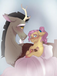 Size: 750x1000 | Tagged: oc name needed, safe, artist:cocolove2176, derpibooru import, discord, fluttershy, oc, draconequus, hybrid, pegasus, pony, g4, baby, crying, discoshy, female, filly, flower, flower in hair, foal, heartwarming, hospital, interspecies, interspecies offspring, male, mare, newborn, offspring, older, older fluttershy, parent:discord, parent:fluttershy, parents:discoshy, shipping, story in the source, straight