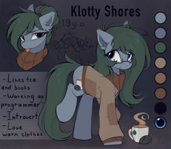 Size: 2357x2048 | Tagged: safe, artist:lerk, derpibooru import, oc, oc:klotty, earth pony, clothes, cute, ear fluff, ears, glasses, solo, sweater