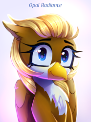 Size: 2229x3000 | Tagged: safe, artist:opal_radiance, derpibooru import, oc, oc:sophie voliere, griffon, solo