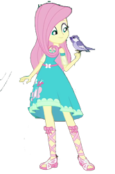 Size: 2320x3496 | Tagged: safe, derpibooru import, edit, edited screencap, editor:cutler1228, screencap, fluttershy, bird, human, equestria girls, g4, female, fluttershy boho dress, not a vector, solo