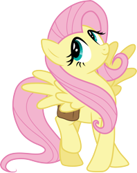 Size: 3000x3787 | Tagged: safe, artist:cloudy glow, derpibooru import, fluttershy, pegasus, g4, bag, happy, saddle bag, simple background, transparent background, vector