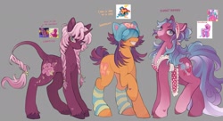 Size: 2048x1115 | Tagged: safe, artist:rottendevilman, derpibooru import, cheerilee (g3), scootaloo (g3), sweetberry, earth pony, pony, unicorn, g3, apron, berry, black and white, braces, braid, braided tail, clothes, female, food, goggles, grayscale, helmet, horn, leg warmers, leonine tail, mare, monochrome, mouth hold, sketch, tail, trio