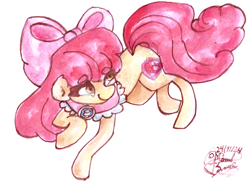 Size: 8436x6168 | Tagged: safe, artist:mannybcadavera, derpibooru import, apple bloom, earth pony, pony, g4, absurd file size, absurd resolution, clothes, eyebrows, eyebrows visible through hair, female, goldie delicious' shawl, mare, older, older apple bloom, shawl, signature, simple background, smiling, solo, traditional art, watercolor painting, white background