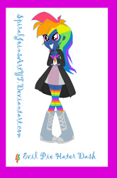 Size: 499x758 | Tagged: safe, artist:spiralofficialartsyt, derpibooru import, evil pie hater dash, rainbow dash, human, equestria girls, g4, secrets and pies, clothes, female, my little pony: friendship is magic, passepartout, solo