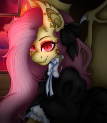 Size: 693x794 | Tagged: safe, artist:kayomii, derpibooru import, fluttershy, bat pony, pony, g4, bat ponified, claws, ear piercing, earring, fangs, female, flutterbat, fluttergoth, jewelry, mare, piercing, race swap, solo, wing claws, wings