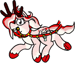 Size: 436x364 | Tagged: safe, artist:dinexistente, derpibooru import, antlers, christmas, commission, holiday, jingle bells, looking at you, ych result