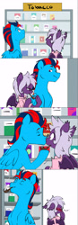 Size: 1965x5656 | Tagged: safe, artist:chub-wub, derpibooru import, oc, oc only, oc:menesiena mirksetine, oc:swift sail, oc:swiftwing, bat pony, pegasus, bat pony oc, blushing, comic, female, kiss on the lips, kissing, male, mare, pegasus oc, pipe, smoking, stallion, this will end in cancer, this will end in death