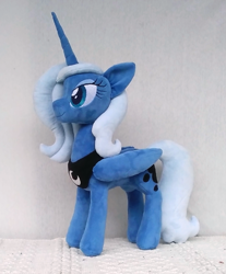 Size: 1047x1263 | Tagged: safe, artist:azdaracylius, derpibooru import, princess luna, alicorn, pony, female, folded wings, irl, mare, missing accessory, peytral, photo, plushie, s1 luna, solo, wings