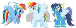 Size: 1024x387 | Tagged: safe, artist:mlpdisneylover, derpibooru import, rainbow dash, soarin', pegasus, pony, female, male, mare, offspring, parent:rainbow dash, parent:soarin', parents:soarindash, shipping, simple background, soarindash, stallion, straight, transparent background