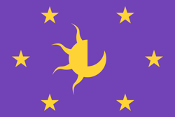 Size: 3064x2041 | Tagged: safe, artist:l3afbutt, derpibooru import, flag, flag of equestria, moon, no pony, purple background, simple background, stars, sun