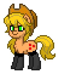 Size: 199x244 | Tagged: safe, derpibooru import, applejack, earth pony, pony, black socks, clothes, digital art, hat, pixel art, pony town, socks