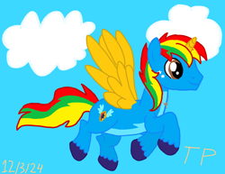 Size: 3300x2550 | Tagged: safe, artist:babyshowfan, derpibooru import, oc, oc:shield wing, alicorn, pony, g4, alicorn oc, flying, horn, male, wings