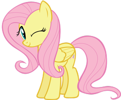 Size: 900x742 | Tagged: safe, artist:landboom, derpibooru import, fluttershy, pony, cute, flutterbadass, one eye closed, shyabetes, simple background, solo, transparent background, vector, wink