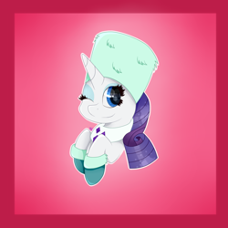 Size: 2000x2000 | Tagged: safe, artist:kathepart, derpibooru import, rarity, g4, christmas, clothes, eyeshadow, hat, holiday, looking at you, makeup, one eye closed, passepartout, solo