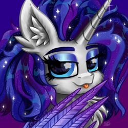 Size: 3000x3000 | Tagged: safe, artist:sunamoonmlp, derpibooru exclusive, derpibooru import, oc, oc only, oc:sunamoon, alicorn, pony, g4, beautiful, cute, eyelashes, eyeshadow, female, horn, looking at you, makeup, mare, pfp, smiling, smiling at you, staring at you, stars, tongue, tongue out, wings