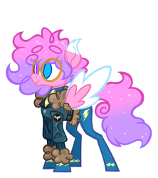 Size: 1727x1948 | Tagged: safe, artist:ccrystalonyxx, derpibooru import, oc, oc only, oc:cherry blossom, pegasus, bomber jacket, clothes, commission, female, glasses, heterochromia, jacket, mare, pegasus oc, solo, uniform, wonderbolts uniform