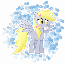 Size: 16000x15736 | Tagged: safe, artist:rainbownspeedash, derpibooru import, derpy hooves, pegasus, pony, g4, absurd resolution, blushing, female, hairclip, letter, mare, mouth hold, solo