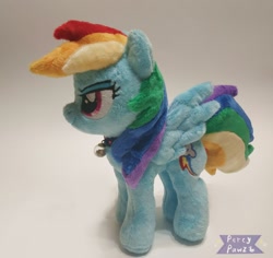 Size: 1090x1030 | Tagged: safe, artist:percypawz, derpibooru import, rainbow dash, pegasus, ear fluff, ears, minky, plushie, present, toy, wings