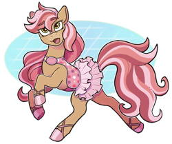 Size: 2394x1998 | Tagged: safe, artist:vkyw, derpibooru import, horse, bridget (wild manes), clothes, hoof shoes, looking up, open mouth, partially transparent background, saddle, skirt, solo, tack, tail, wild manes