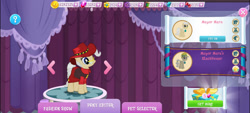 Size: 1280x576 | Tagged: safe, derpibooru import, mayor mare, earth pony, pony, g4, carmen sandiego, female, gameloft, mare, my little pony: magic princess, screenshots, solo, tail