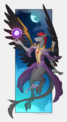 Size: 1372x2500 | Tagged: safe, artist:yakovlev-vad, derpibooru import, oc, oc:tan-dreamstiller, anthro, digitigrade anthro, artificial wings, augmented, ball lightning, barely pony related, commission, furrified, solo, wings