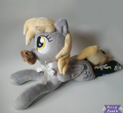 Size: 1280x1181 | Tagged: safe, artist:percypawz, derpibooru import, derpy hooves, original species, pegasus, pony, g4, cute, food, irl, muffin, photo, plush pony, plushie, toy, wings