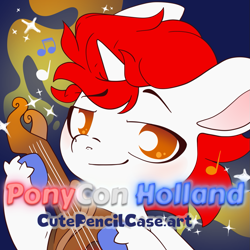 Size: 937x937 | Tagged: safe, artist:cutepencilcase, derpibooru import, oc, oc only, oc:stroopwafeltje, pony, unicorn, horn, ponycon holland, solo, unicorn oc