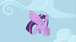 Size: 1280x720 | Tagged: safe, derpibooru import, screencap, twilight sparkle, twilight sparkle (alicorn), alicorn, g4, princess twilight sparkle (episode), female, flying, my little pony: friendship is magic, solo