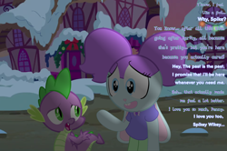 Size: 2100x1395 | Tagged: safe, artist:keinth2990, derpibooru import, spike, oc, oc:penelope, dragon, rabbit, animal, bowtie, clothes, dress, evening, ponyville, ship:spikelope, shipping, snow, spikelove, stroll, walking