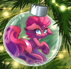 Size: 2400x2330 | Tagged: safe, alternate version, artist:yuris, derpibooru import, tempest shadow, pony, unicorn, g4, advertisement, ball, bauble, broken horn, christmas, christmas ornament, christmas tree, commission, cute, decoration, frog (hoof), garland, glass, holiday, horn, looking at you, looking back, micro, multi ych "christmas ball", open mouth, scar, sitting, solo, tree, underhoof, ych result, your character here