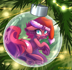 Size: 2400x2330 | Tagged: safe, alternate version, artist:yuris, derpibooru import, tempest shadow, pony, unicorn, g4, :3, advertisement, ball, bauble, broken horn, candy, candy cane, christmas, christmas ornament, christmas tree, commission, cute, decoration, food, frog (hoof), garland, glass, hat, holiday, horn, looking at you, looking back, micro, multi ych "christmas ball", santa hat, scar, sitting, smiling, smiling at you, solo, tree, underhoof, ych result, your character here