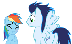 Size: 1280x784 | Tagged: safe, artist:soarindasher10, derpibooru import, rainbow dash, soarin', pegasus, pony, blushing, butt, duo, eyes closed, female, male, mare, plot, shipping, simple background, soarass, soarindash, stallion, straight, transparent background