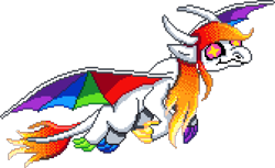 Size: 1008x618 | Tagged: safe, artist:lilou41, derpibooru import, oc, oc only, oc:nova (lilou41), dragon, digital art, dragoness, dragonified, female, looking at you, manepxls, pixel art, pxls.space, simple background, smiling, solo, species swap, spread wings, transparent background, wings