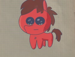 Size: 1000x751 | Tagged: safe, artist:ponysexy58, derpibooru import, earth pony, horse, autism creature, black eye, brown mane, chibi, colored, colt, foal, graph paper, grid paper, lightning, male, meme, red fur, shading, textless