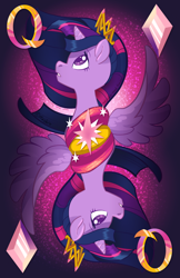 Size: 1280x1979 | Tagged: safe, artist:aim-mod, artist:jitterladybug, derpibooru import, part of a set, twilight sparkle, twilight sparkle (alicorn), alicorn, pony, female, mare, playing card, solo