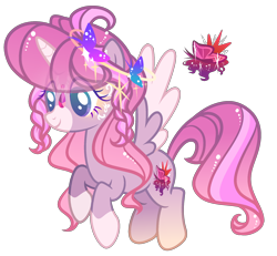 Size: 2086x1924 | Tagged: safe, artist:anno酱w, derpibooru import, oc, oc only, alicorn, butterfly, pony, adoptable, ahoge, base used, body markings, cutie mark, facial markings, flying, gem, gemstones, halo, magical lesbian spawn, offspring, parent:fluttershy, parent:twilight sparkle, pearl, simple background, solo, transparent background