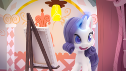 Size: 4096x2304 | Tagged: safe, derpibooru import, screencap, rarity, pony, unicorn, g4, g4.5, my little pony: stop motion short, cute, horn, indoors, smiling