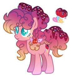 Size: 2308x2424 | Tagged: safe, artist:anno酱w, derpibooru import, oc, oc only, earth pony, pony, adoptable, apple, base used, bow, bowtie, caramel apple (food), cutie mark, food, freckles, hair bun, magical lesbian spawn, offspring, parent:applejack, parent:pinkie pie, pigtails, simple background, solo, sprinkles, transparent background