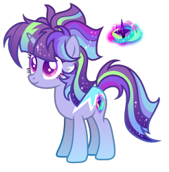 Size: 2379x2421 | Tagged: safe, artist:anno酱w, derpibooru import, oc, oc only, pony, unicorn, adoptable, base used, body markings, cutie mark, ethereal mane, facial markings, horn, magical lesbian spawn, offspring, parent:rainbow dash, parent:twilight sparkle, ponytail, simple background, solo, starry hair, starry mane, transparent background