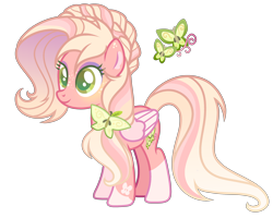 Size: 2912x2332 | Tagged: safe, artist:anno酱w, derpibooru import, oc, oc only, butterfly, insect, moth, pegasus, pony, adoptable, base used, body markings, bow, cutie mark, eyelashes, eyeshadow, freckles, hair bow, hair bun, magical lesbian spawn, makeup, offspring, parent:applejack, parent:fluttershy, simple background, solo, transparent background